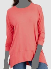 $35 INC International Concepts Women's Pink Crew Neck Side-Vent Tunic Size S