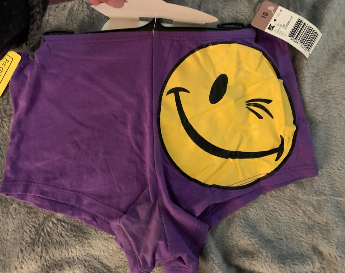 Girls Joe Boxer Brand Purple Mini Shorts with Smiley Face
