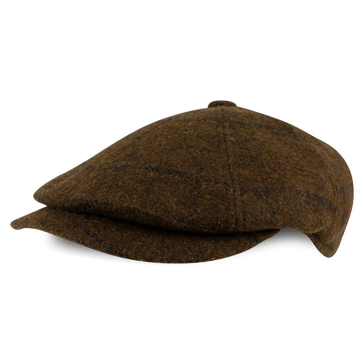 Jack Pyke Newsboy Cap Brown Tweed Check Wool Blend Flat Gatsby Baker Boy Hat