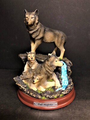 Bradford Exchange Protectors of the Pack Wolf Sculpture 2018 Fall Majesty w/ COA