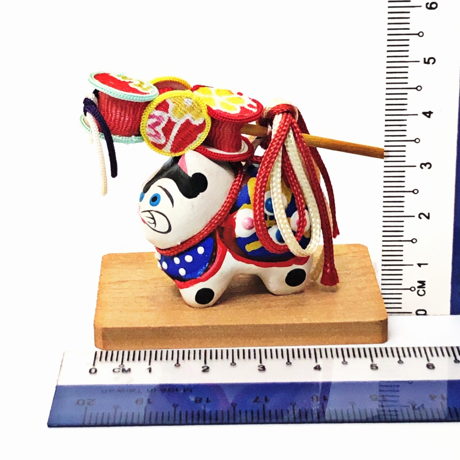 Japanese Hariko Inu Dog Miniature Netsuke Den Den Daiko Drum Talisman Lucky JP