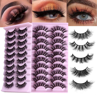 10 Paar 3D Künstliche Wimpern Set Eyelashes Damen Fake Lashes False Falsche