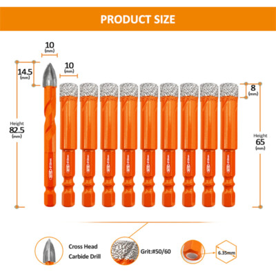 Diamond Drill Bit Quick-fit Shank Hole Saw Set Porcelain Tile 5/6/8/10/12/14mm