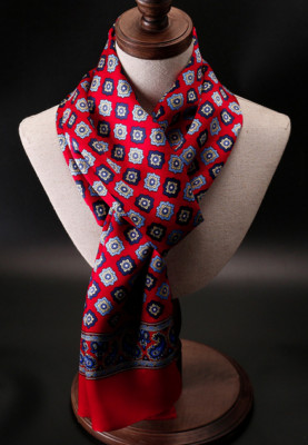 100% Silk Satin Scarf men women neckerchief Wrap soft blue red