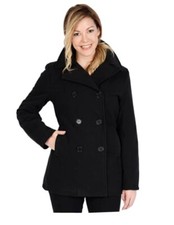 Women's Excelled Double-breasted Faux-wool Peacoat