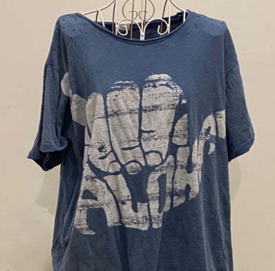 Magnolia Pearl 100% Cotton HANG LOOSE Aloha Shaka Tee SS Texas Blue Color NICE!!