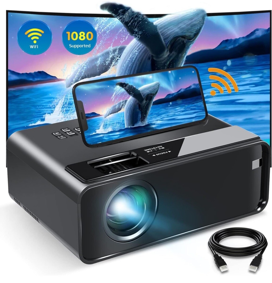 ELEPHAS Mini WiFi Projector For iPhone IOS Android And TV Stick