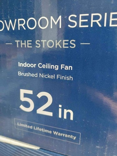 NEW 52" BRUSHED NICKEL CEILING FAN WITH REMOTE, BLACK BLADES, COLOR CHANGING LED - Picture 5 of 9