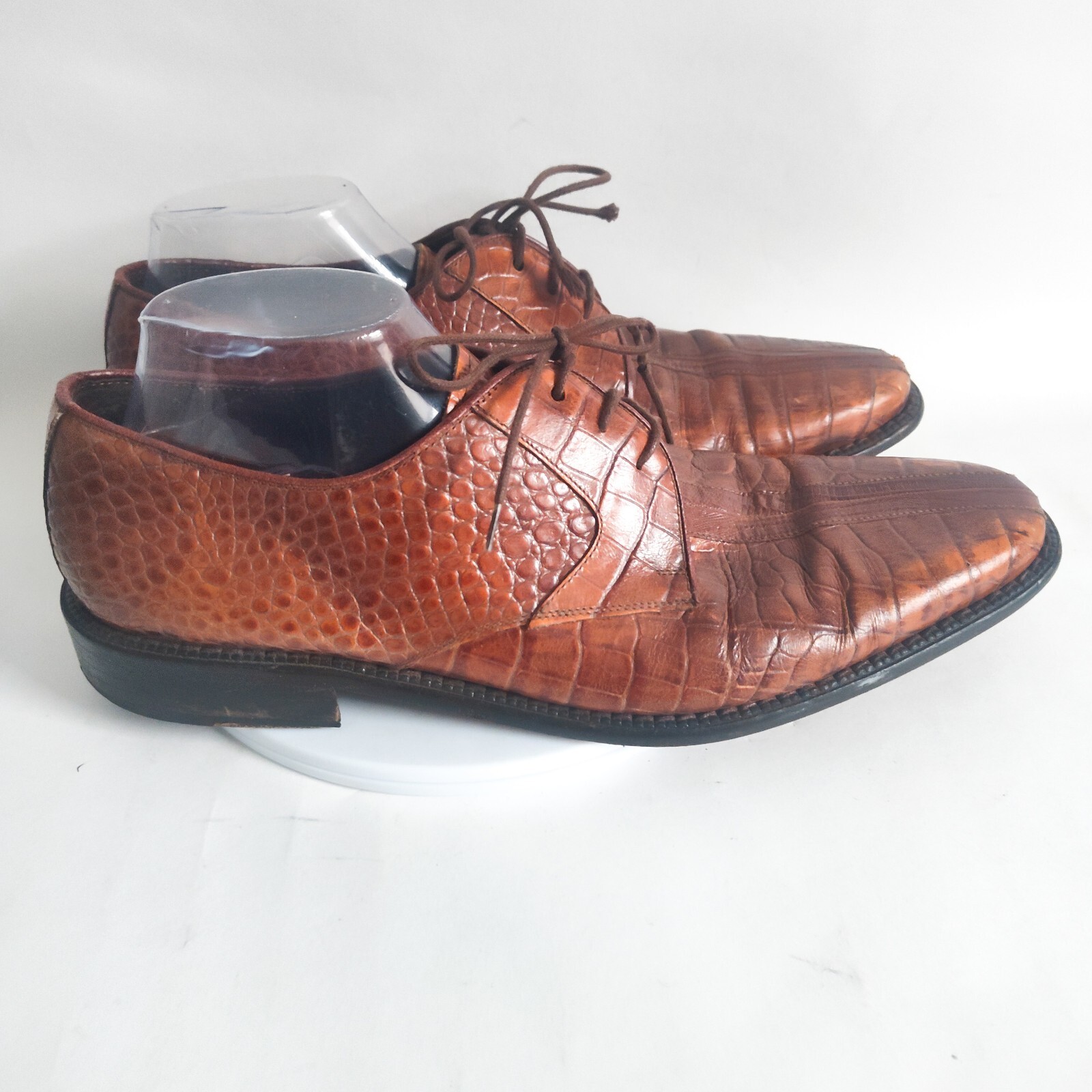 SAOLA Scarpe Oxford Lucertola Originali Uomo Taglia 12 Marrone Suola Pelle Stringate Made Spain