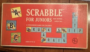 Vintage 1964 Selchow & Righter Scrabble Juniors Crossword Board Game COMPLETE