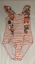 6Y Girls One Piece Swimsuit Swim Wear Striped Multicolor