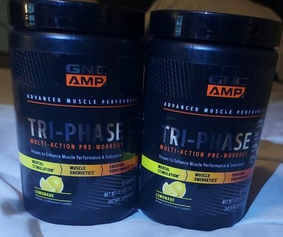 GNC AMP Tri-Phase Multi-Action PreWorkout Supports Muscle Lemonade Exp. 7/1/2026