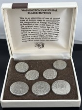 VTG Stieff Smithsonian Series Washington Inaugural Pewter Blazer Buttons in Box