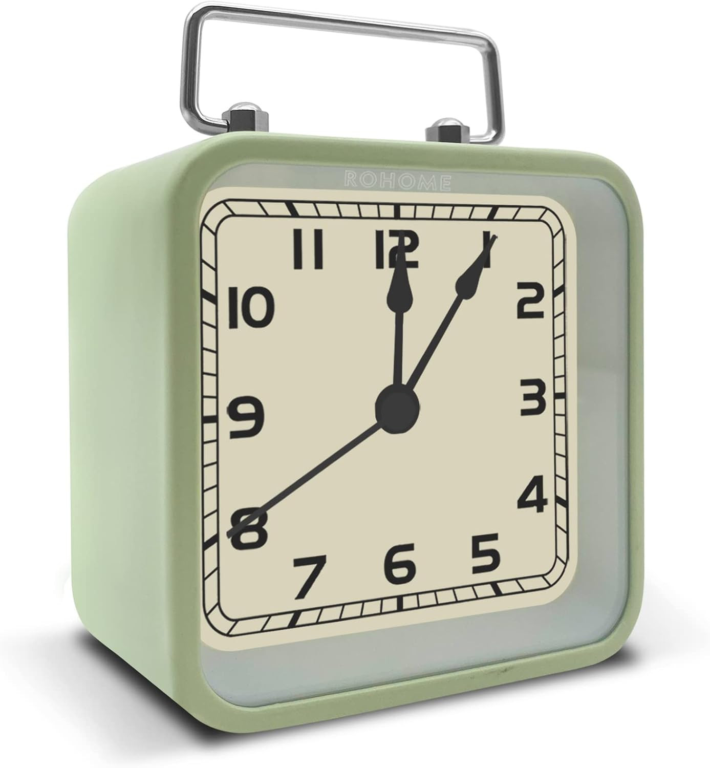 Rohome Small Alarm Clock, Retro Silent Quartz Movement with Night Light, Decorat