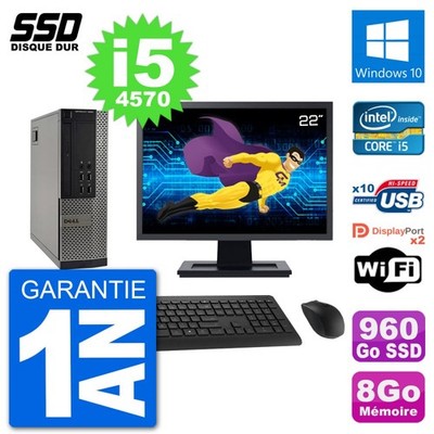 PC Dell 7020 SFF Bildschirm 22'' Intel i5-4570 RAM 8GB SSD 960GB Windows 10 Wifi