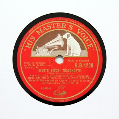 BENIAMINO GIGLI & EZIO PINZA ''Giusto Cielo! Rispondete'' 12'' HMV DB-1229 [78 RPM]