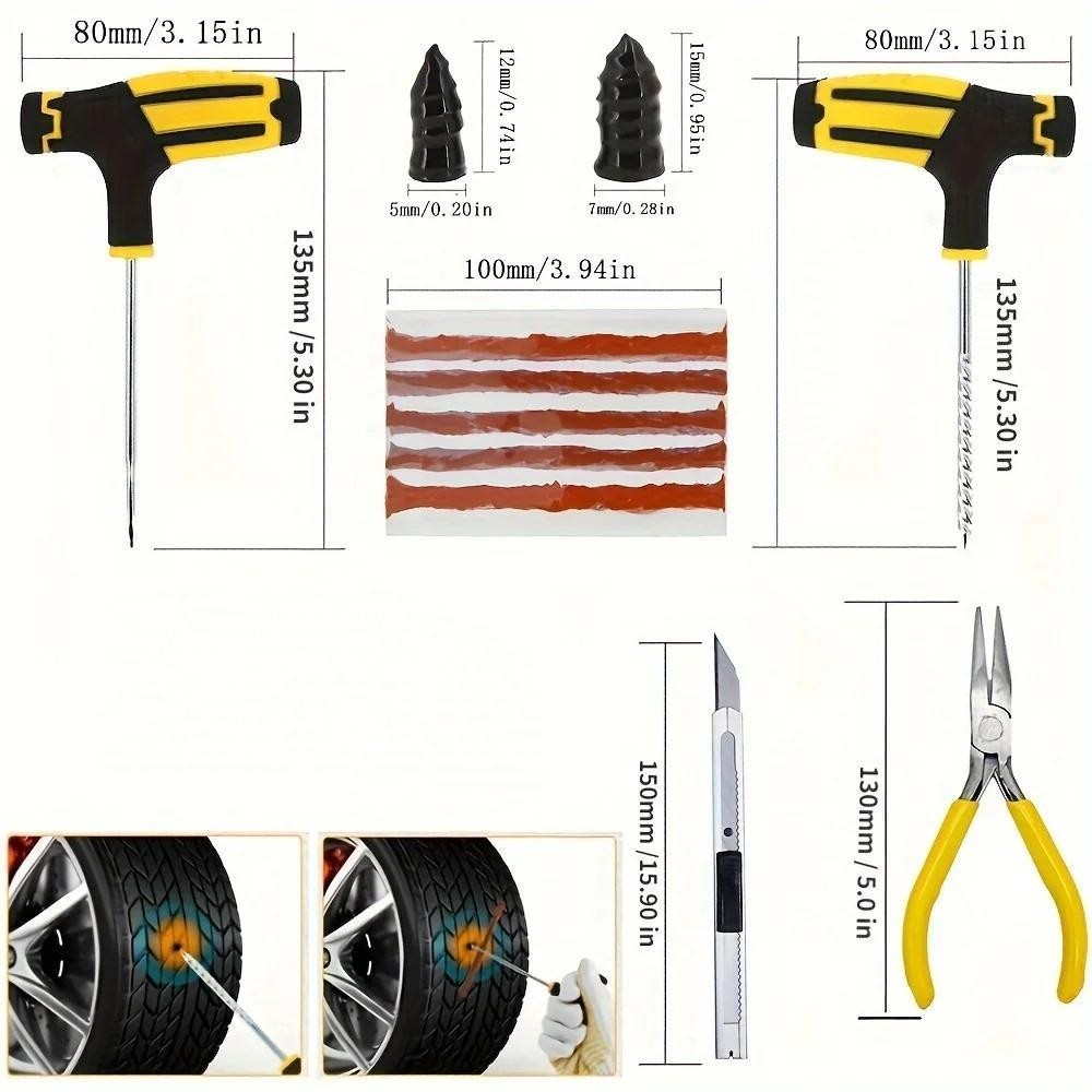 MOJO - Kit Ripara Gomme Pneumatici Tubeless Riparazione Foratura Auto Moto Scooter Nero - Miniatura 5