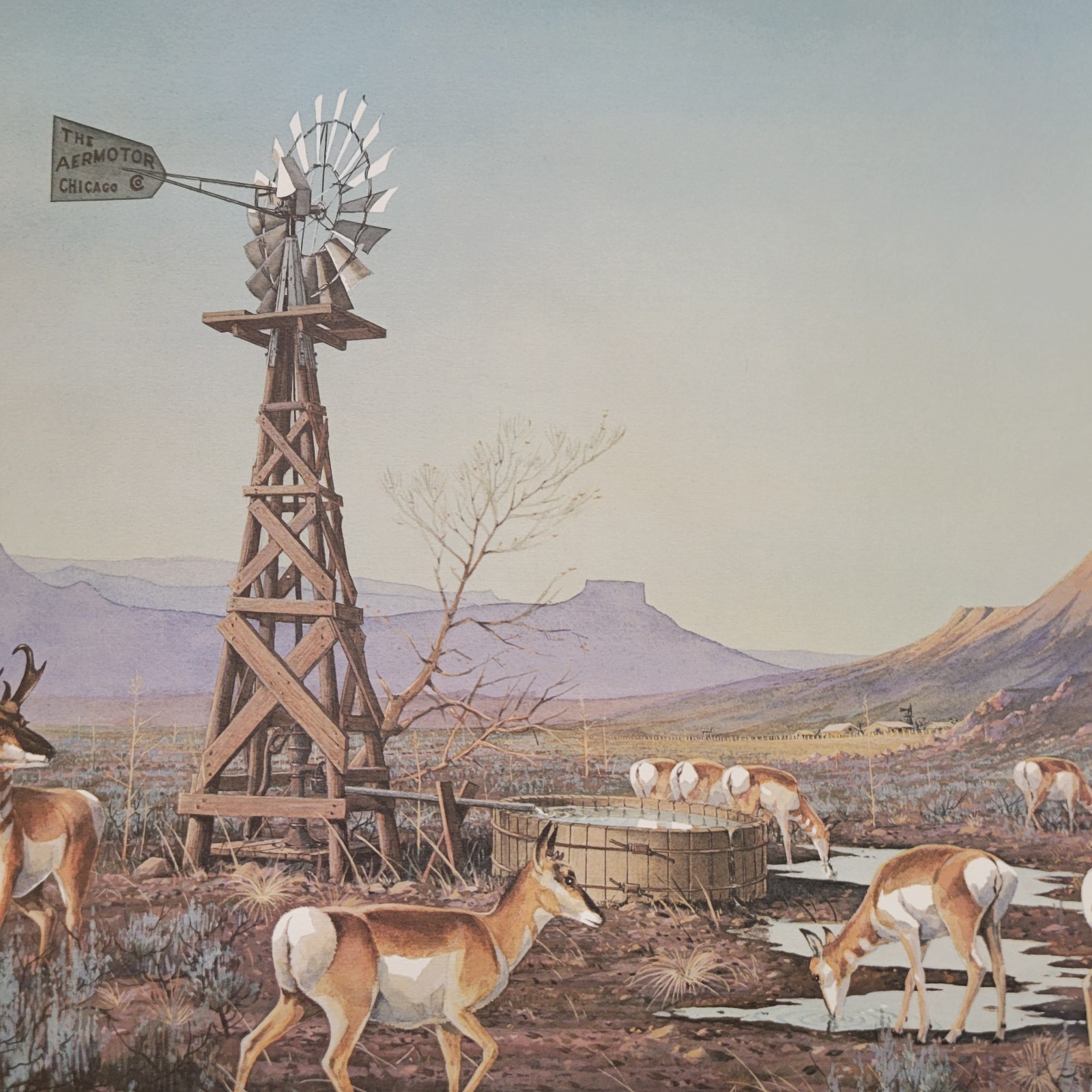 Antílope en Ranch Country. Les Kouba Firmado/numerado Nº5 1984