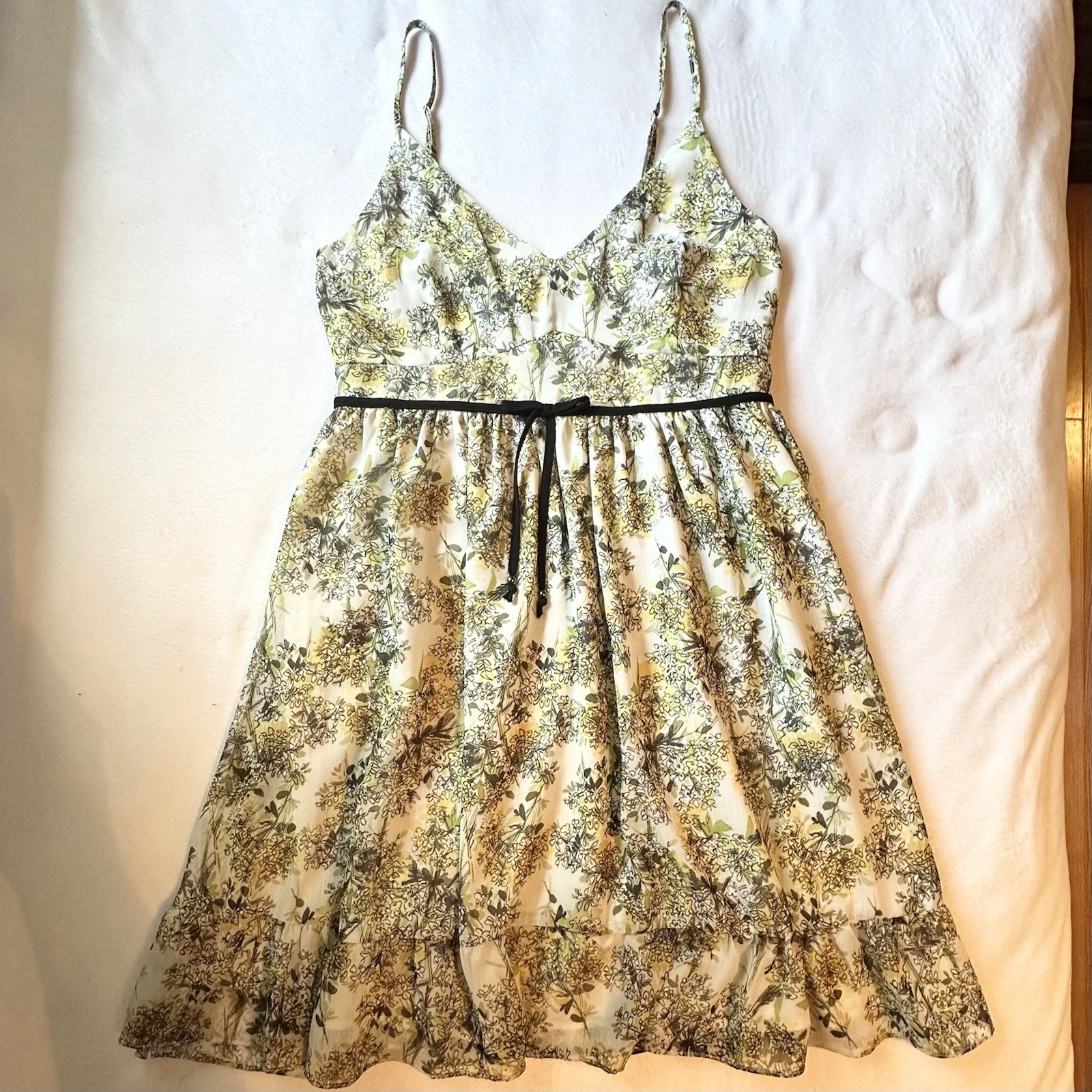 UNDERCOVER Mini Abito Slip Super Natural Secret Mission Benazir Giallo Floreale Chiffon S Nuovo con etichette