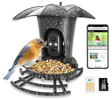 AUQRER Smart Bird Feeder with Camera1080P HD Bird Feeder Camera Including 4G SIM