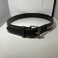 Vtg Harley-Davidson Size 38 Belt Mens Black Leather Studded Logo Biker 97651-04V