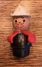 Vintage Wood FIREFIGHTER Little People Replacement  Freckles Red Arms White Hat