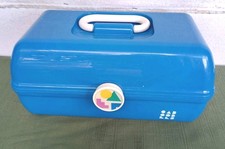 Vtg 1990s Caboodles 5626 Organizer Make Up Case 2-Tier Mirror Large Cobalt Blue