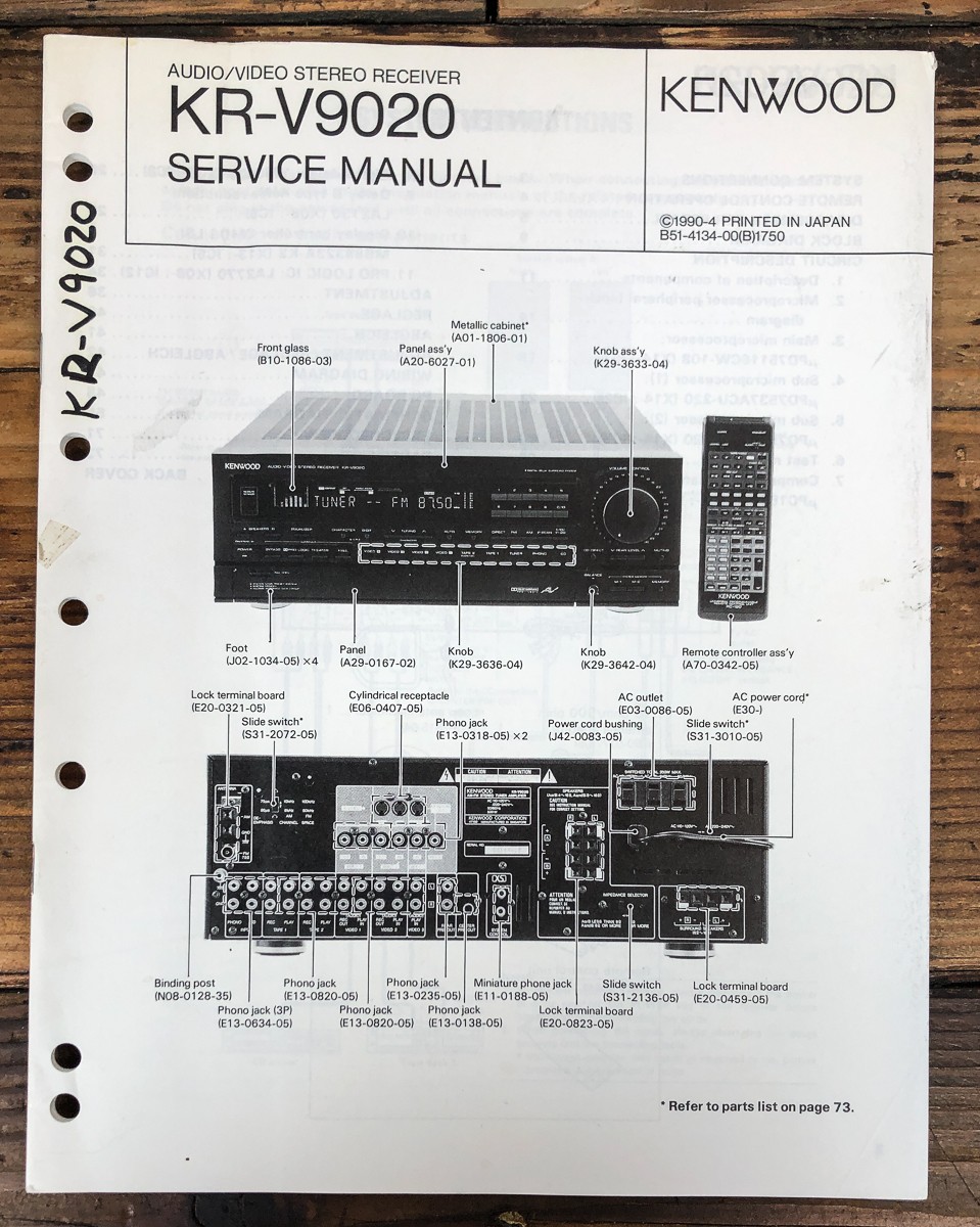 Kenwood KR-V9020 Receiver Service Manual *Original*