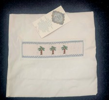 Cotton Embroidery Hand Smock Palm Trees Pillow Sham Cover Baby 18x19 Nursery NEW