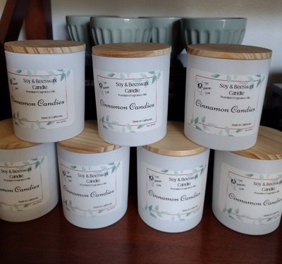 Hand Poured 6oz. Soy & Beeswax Cinnamon Candies Candle Premium Fragrance Oils