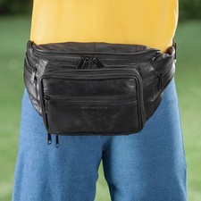 Black Leather Fanny Pack