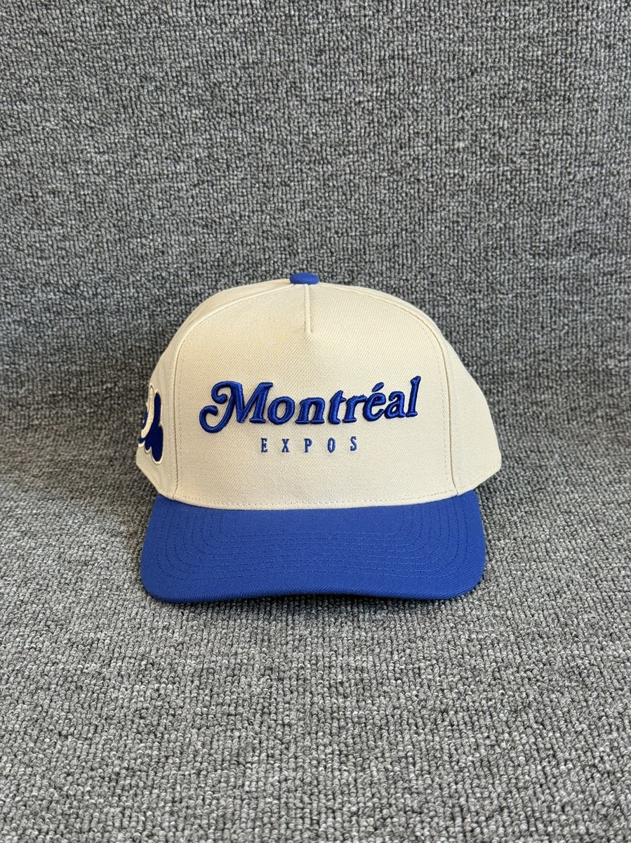 Mitchell & Ness Montreal Expos MLB Snapback Hat Cream Blue Old Logo