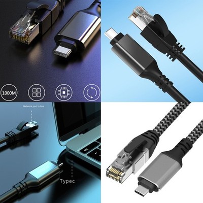 Multiple USB C to RJ45 Ethernet Connectors with Chip for Quick Data Transfer