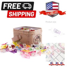 100 Pack Multipurpose Sewing Clips for Quilting and Crafts with Tin Box, Asso...