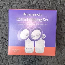 Lansinoh Extra Pumping Set for Double Electric Breast Pumps Clear Purple