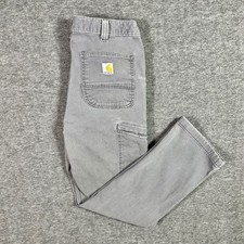 Carhartt Pants Mens 34x32 Gray Carpenter Relaxed Fit Canvas Workwear Utility