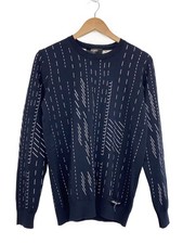FENDI Crew-Neck Jacquard Jumper, Size 50, Cotton, Navy, All-over Print, 12CPF-23