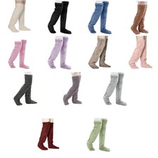 1Pair Plush Thigh High Stockings Fuzzy Long Leg Warmers Over Knee Fuzzy Socks