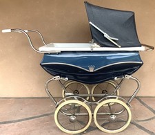 Vintage Bilt Rite Baby Pram Carriage Navy Blue Cadillac 1950s Buggy Stroller