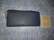 Michael Kors Blue Logo Zip-Around Wallet, Women's, Credit Card