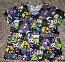 Theme Disney Nightmare Before Christmas Womens Medical Scrub Top Xlarge