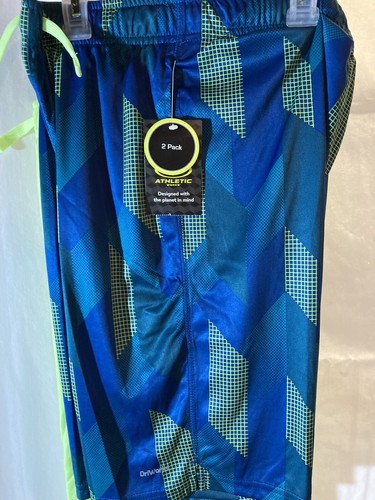 Athletic Gym Shorts 2 Pack Dri-works Boys Size XXL (18) green And blue NWT - Picture 4 of 6