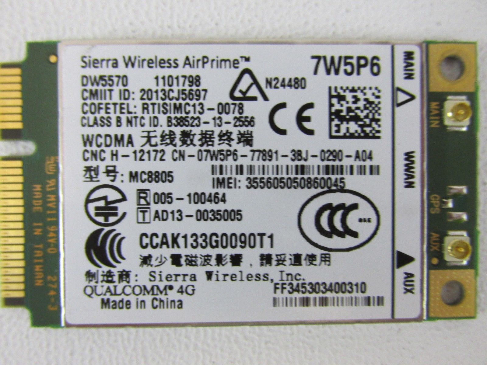 Dell E5440 Sierra 4G WWAN HSPA+ Mobile Broadband, Mini Card, DW5570 D P