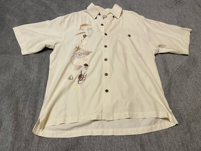 Bohio Men's Estrella Del Mar Button Down Shirt Silk Size Large