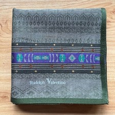 HANDKERCHIEF VINTAGE ART GREEN GEOMETRIC MEN'S POCKET SQUARE COTTON 18" B0491