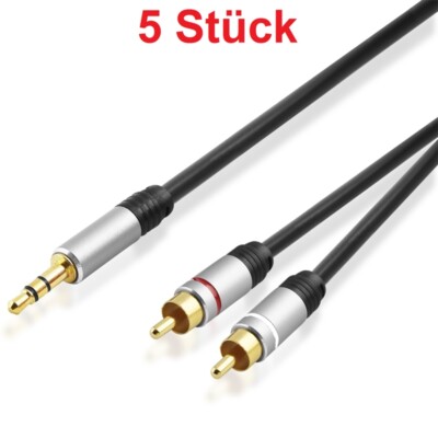 1,5m High Quality Y Audio Chinch Kabel 2 Cinch Stecker 3,5mm 1 Klinke Kopfhörer