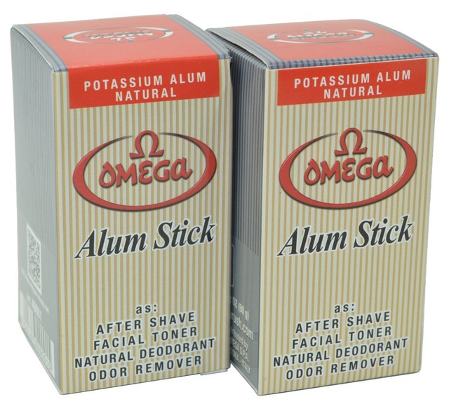 2 OMEGA ALUM STICK Potassium Alum Natural, Facial Toner, After Shave