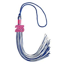 Endea Graduation Royal Blue/White Mixed Color Tassel With Pink Bling Charm 2024