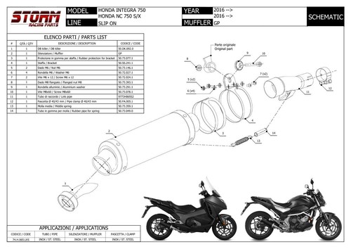 Scarico Storm by Mivv Gp Nero acciaio inox per Honda Integra 750 2016 > 2020 - Foto 4 di 4