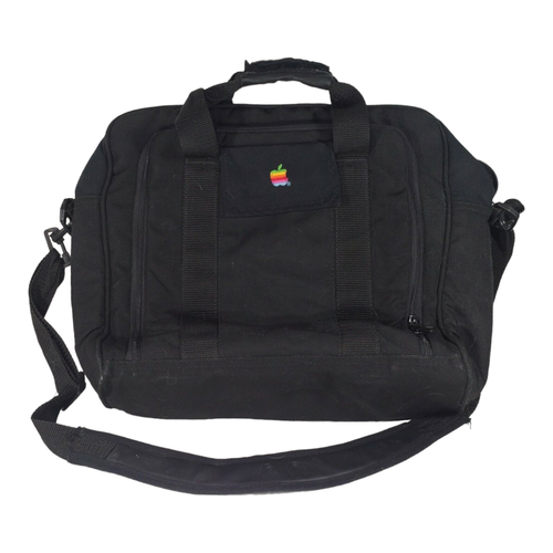 VTG Macintosh Laptop Bag Portfolio Carrying-Case Cross-Body Black Rainbow Apple - 第 1/7 張圖片
